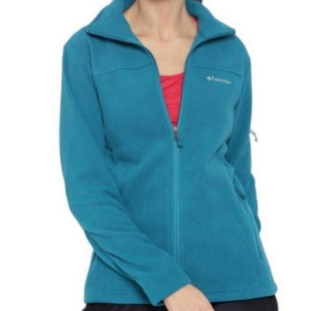 NEW Columbia Blue Polyester Long Sleeve Zip Up Teal Jacket 1X
